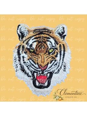 4.5" Roaring Tiger Patch: Embroidered Iron-On Patch